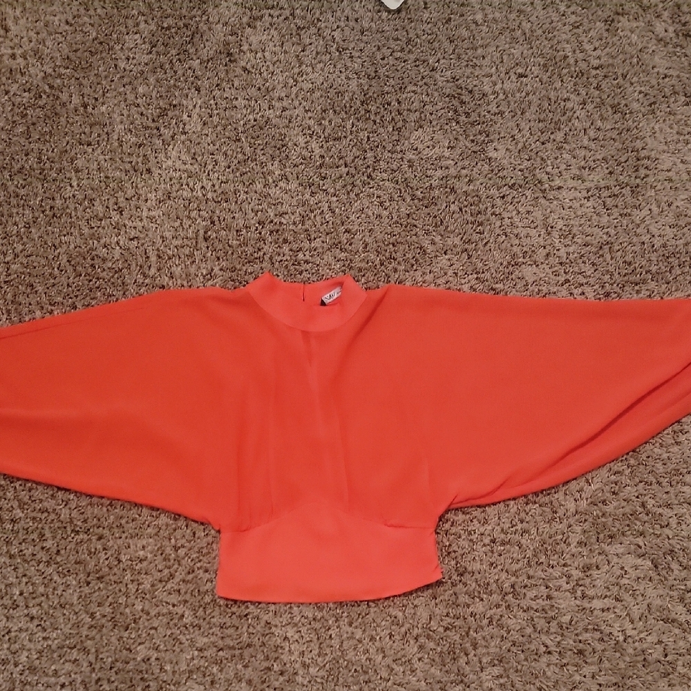 ZARA Vibrant Orange Batwing Top